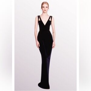 Marchesa Notte***Navy + Black Velvet Maxi Dress***Size 4 $895 CURRENT NWT